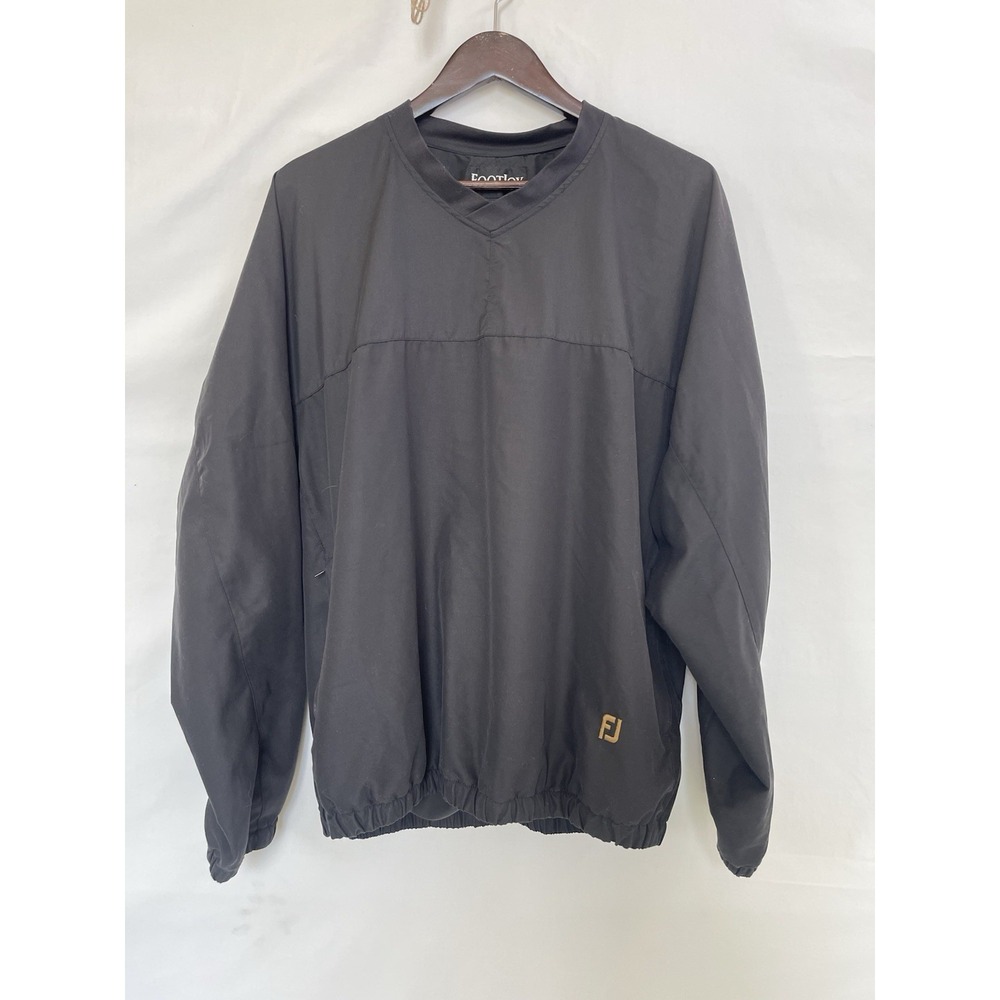 Footjoy Jacket Mens Large Black Pullover‎ Long Sleeve Polyester Golf Windbreaker
